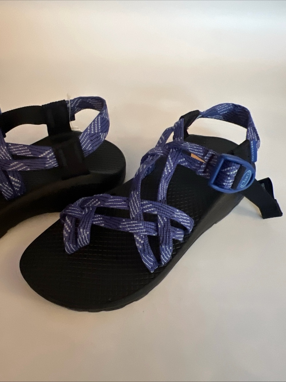 Chaco Purple Webbing Women's Strappy Sandals with Black Sole